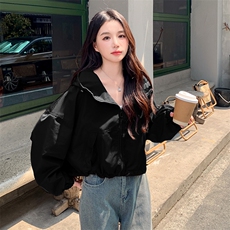 韩版时尚休闲短款连帽外套女2025春秋季新款宽松显瘦时髦夹克上衣，女装短外套，韩蜜菓