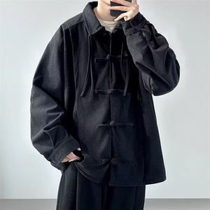 新中式风长袖衬衫男大码宽松休闲汉服唐装外套J215-P50图片