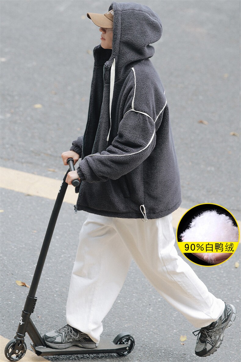 冬装学生加厚羊羔绒连帽外套潮运动羽绒服男女8153-P195控价268,男装羽绒服,电商A441-1