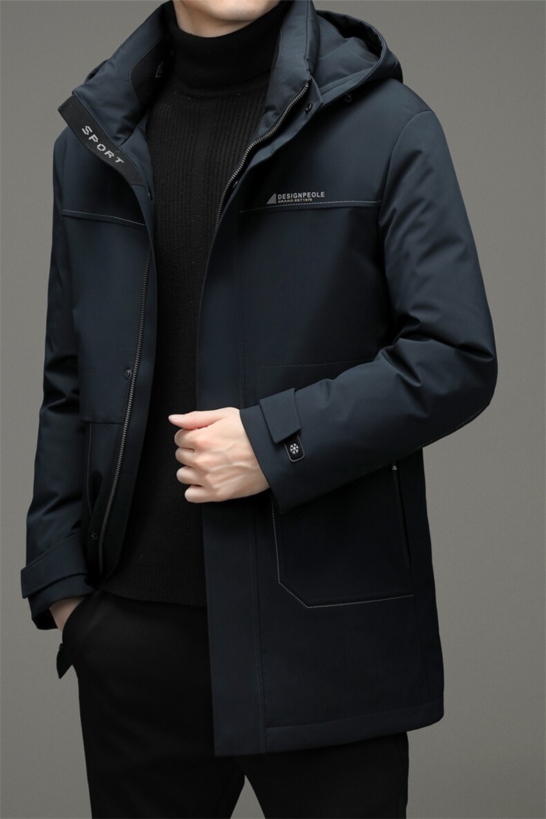 男装上衣厚款保暖连帽羽绒服中长款男士外套休闲冬季ZG2916-P360图片
