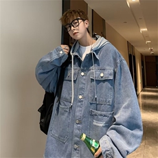 慵懒春秋男新款青春流行收口袖连帽夹克外穿潮流纯色长袖潮，男装夹克，星座716-3