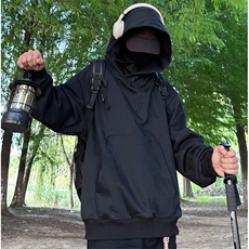 重磅50棉高街套头社恐风刺绣连帽卫衣男女WY023-P55加绒65，男装卫衣，电商A021