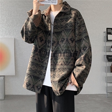 8XL-M复古大码民族风衬衫男款春季加厚粗呢藏式外套CS29001P68，男装民族服装，电商B312