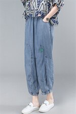 薄款天丝牛仔女2025夏季新款大码遮肉显瘦中年妈妈休闲，女装牛仔裤，叶笙衣