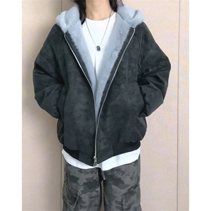 现货高品质美式高街冬季重磅座山雕大毛毛领pu皮棉衣男女加厚外套图片