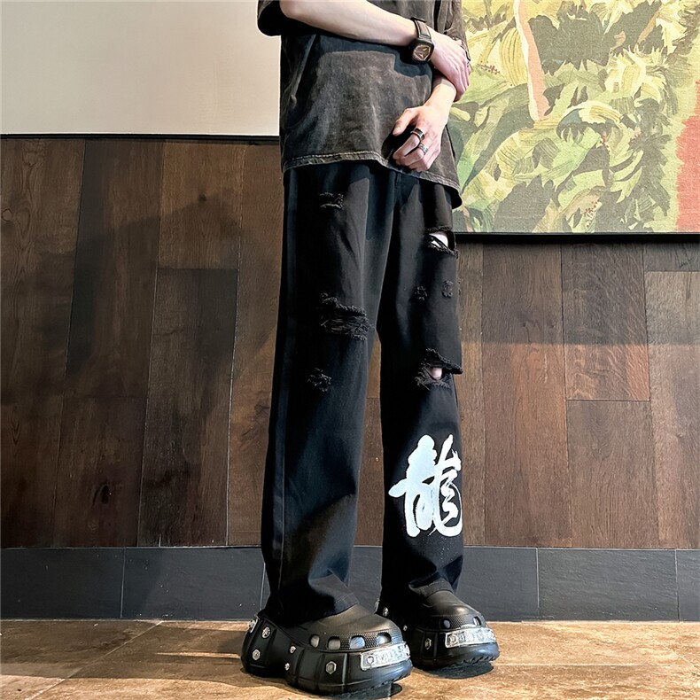 k1079-p55-控78M-5XL现货oversizecleanfit风黄泥牛仔裤破洞,男装牛仔裤,星座116