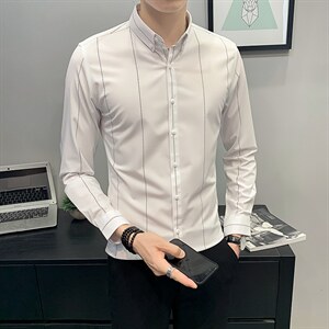 21秋季 高级感衬衫男士长袖修身休闲衬衣潮流衣服CS117 P45图片