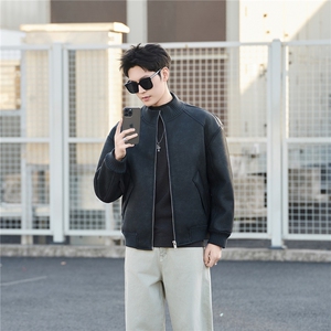 皮毛一体外套男士2025新款皮衣冬季加绒加厚皮夹克B328-7118-P185图片
