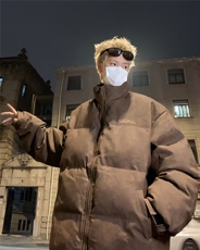 复古棉衣做旧字母刺绣立领防风保暖皮棉服男冬加厚面包服M9052，男装夹克，星座1116A-1（原606A）