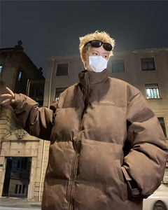 复古棉衣做旧字母刺绣立领防风保暖皮棉服男冬加厚面包服 M9052图片