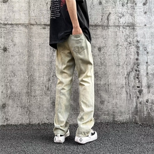 宽松阔腿美式复古牛仔裤男女潮牌高街直筒夏季vibe裤子N8838-p45图片