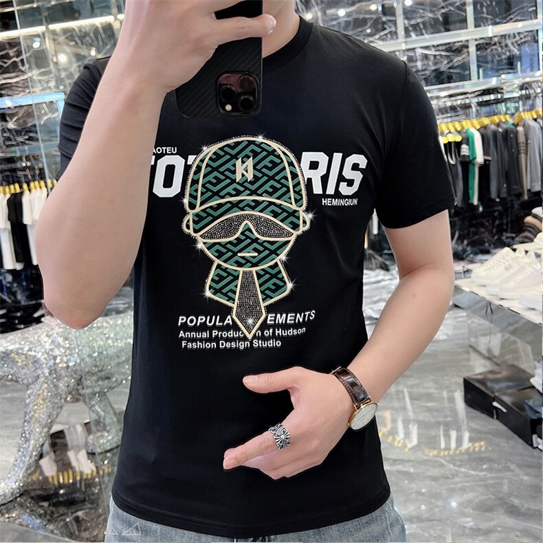 新款时尚高端精品欧货夏季男T恤短袖潮流抖音A227B-A-723-P48,男装T恤,电商A227B（原钱塘4066-1）