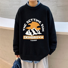 1港风新款宽松休闲中性情侣潮流印花毛衣男外套7983P48加绒P55，男装针织衫/毛衣，星座226-2