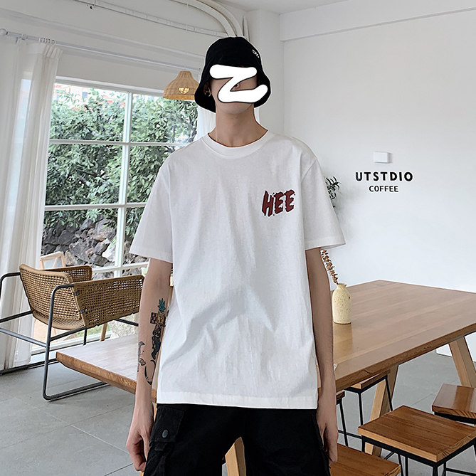 204-T27-P20港风短袖t恤男潮牌纯棉宽松日韩怀旧ins半袖街头,男装T恤,星座204