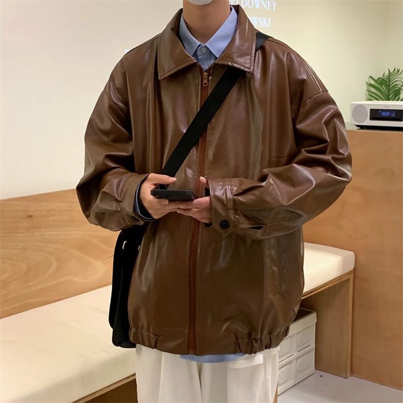 皮衣外套男秋季新款美式复古痞帅炸街宽松休闲pu皮夹克JK8844-P65,男装夹克,星座1008