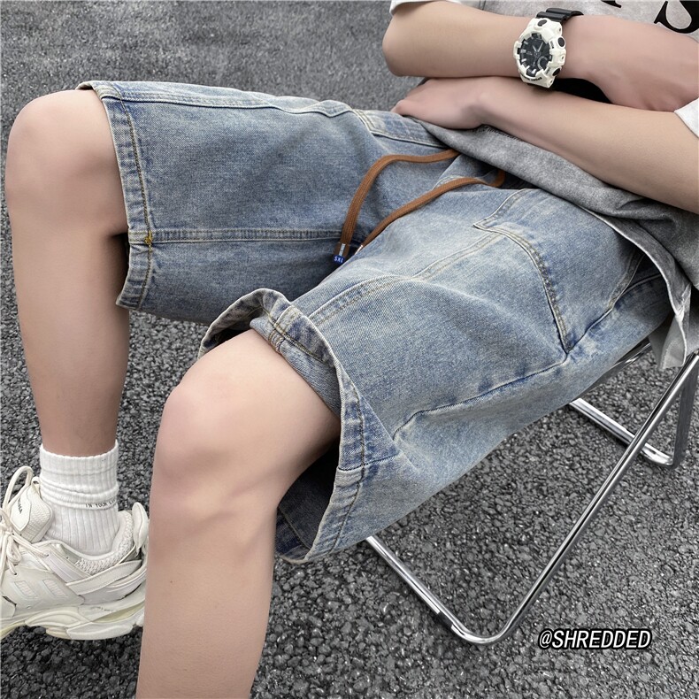 2023夏季新款水洗泥巴黄牛仔短裤宽松五分裤B315-K23215-P45控58,男装牛仔裤,电商B315