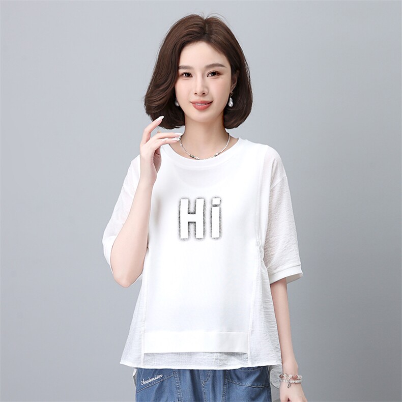 时尚宽松短袖T恤女夏季新款韩版百搭显瘦上衣学生休闲打底衫，女装T恤，叶笙衣