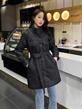 时尚潮流百搭修身显瘦长衣，女装棉衣/棉服，千利红