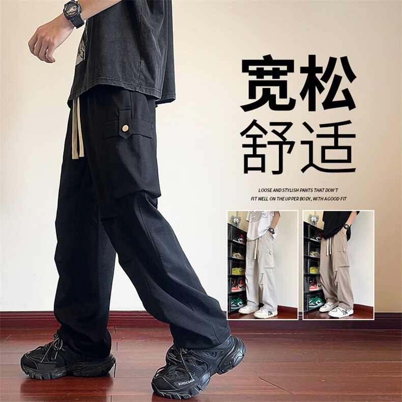 直播数据款 春季新款大口袋伞兵裤宽松直筒休闲裤工装裤 K515-P42图片