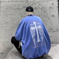 水洗做旧加绒加厚卫衣男23冬季高领十字架打底衫XZ514-2-X55-P78，男装T恤，星座514-2(原B239)