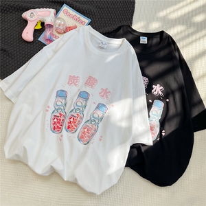 纯棉T恤男短袖宽松港风日系美式中性风INS1016-1 T09 P35 K49图片