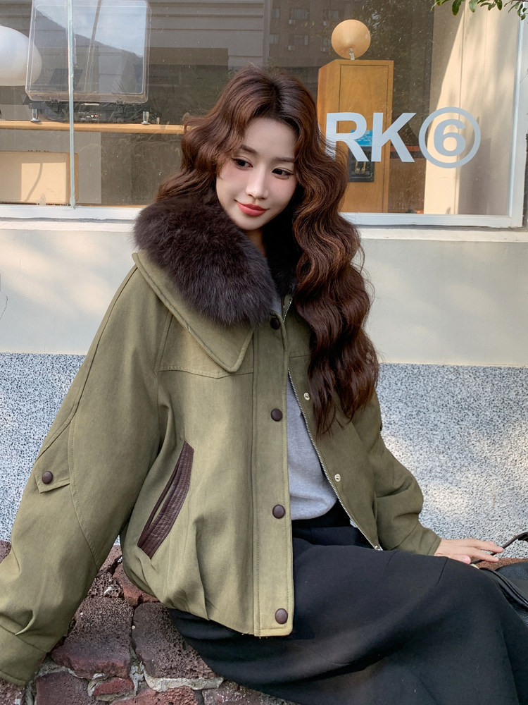 新款现货白鸭绒羽绒服女2025冬新款时尚洋气显瘦保暖外套派克服,女装羽绒服,韩然一族