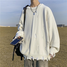 2022百搭潮流破洞不对称针织衫秋冬季新款韩版宽松毛衣M884-P41，男装针织衫/毛衣，星座512-2
