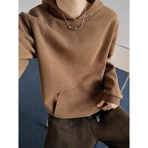 得物抖音高品质二开 26春装重磅做旧炒雪花纯色连帽水洗卫衣 CM16图片