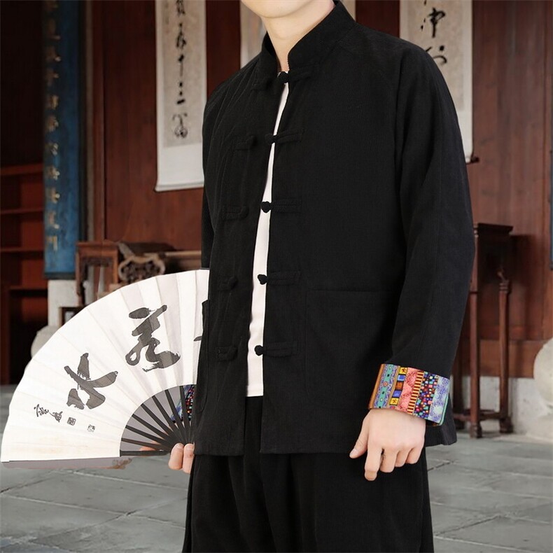 男士外套灯芯绒夹克盘扣立领唐装风XZ1512-2502单夹克-P80,男装夹克,星座1512