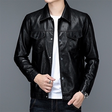 春秋新款2023皮衣男士修身机车服翻领皮夹克时尚休闲男装外套上衣，男装皮衣，电商B212（原钱塘6029）