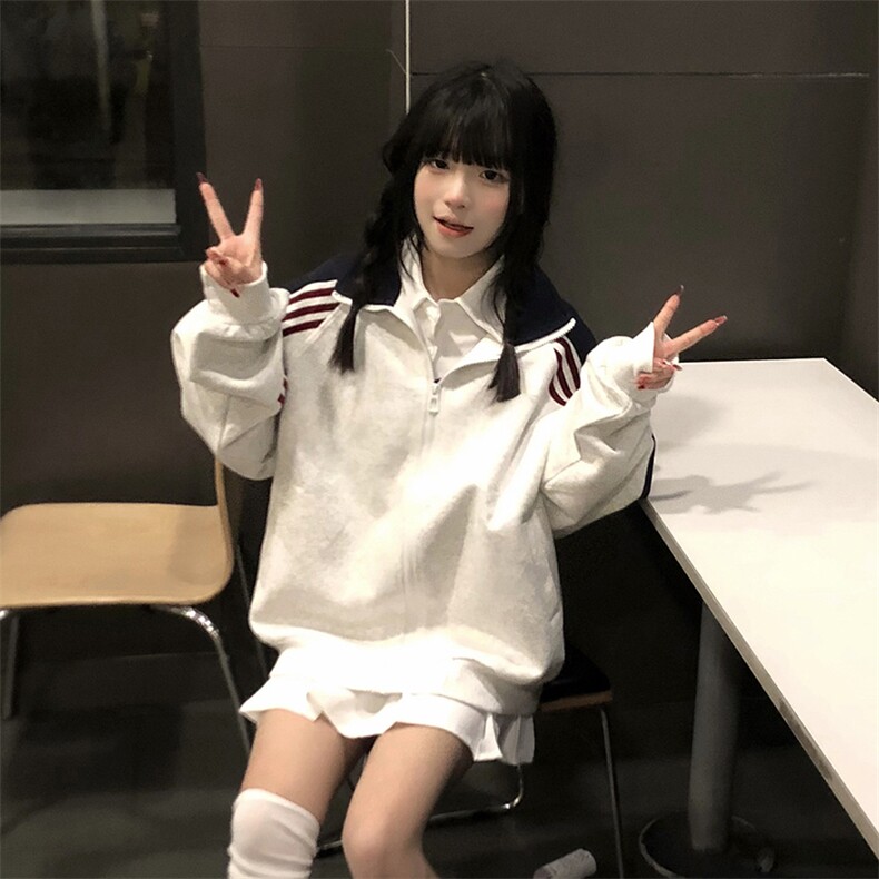 抖音得物高品质美式高街重磅结构织带拼接撞色立领卫衣外套CM41，女装短外套，电商A486-1