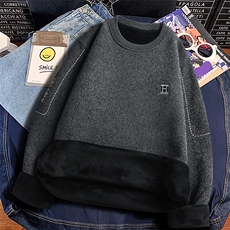 圆领毛衣男加绒加厚一体绒卫衣秋冬季保暖毛线针织衫7026-P31，男装针织衫/毛衣，星座1706