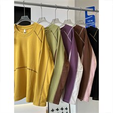 高品春季德绒拼色哈苏线长袖软糯舒适打底衫男女A1350-P53，男装T恤，星座1505