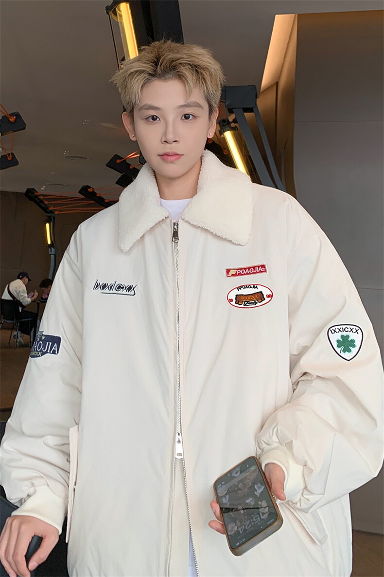 冬季羊羔绒翻领棉服男加棉加厚飞行员夹克外套M2931-特P75控108,男装棉衣,电商A001