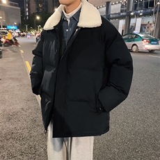 情侣冬季男士羊羔毛翻领棉衣男纯色港风面包服棉服A071-Y277-P115，男装棉衣，电商A071