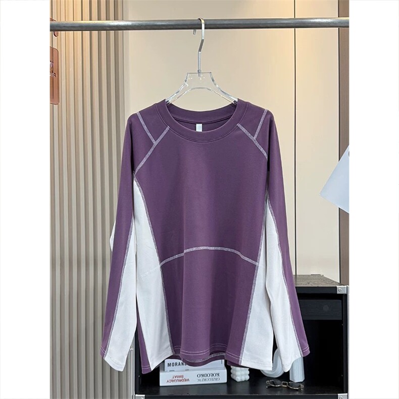 高品春季德绒拼色哈苏线长袖软糯舒适打底衫男女A1350-P53,男装T恤,星座1505