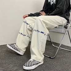 2025新款美式街头复古阔腿裤子高街直筒宽松牛仔裤K425，男装牛仔裤，星座1108-1