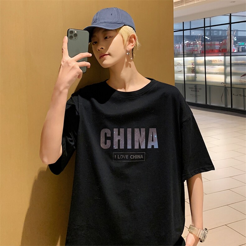 ！2023夏季纯印花圆领短袖T恤潮流半袖衫T2131P25,男装T恤,电商B220