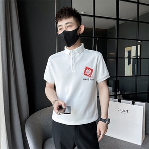 社会小伙夏季男士商务短袖体恤翻领印花半袖Polo衫C208-8885-P38图片