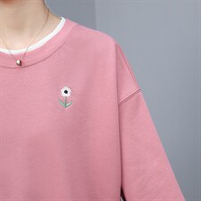 2021春款新款简约纯色拼接舒适圆领上衣，女装T恤，悦见她