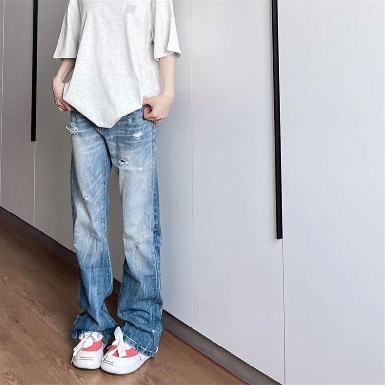 美式直筒破洞牛仔裤男款高街vibe水洗cleanfit裤子LN80322-P47,男装牛仔裤,星座1008