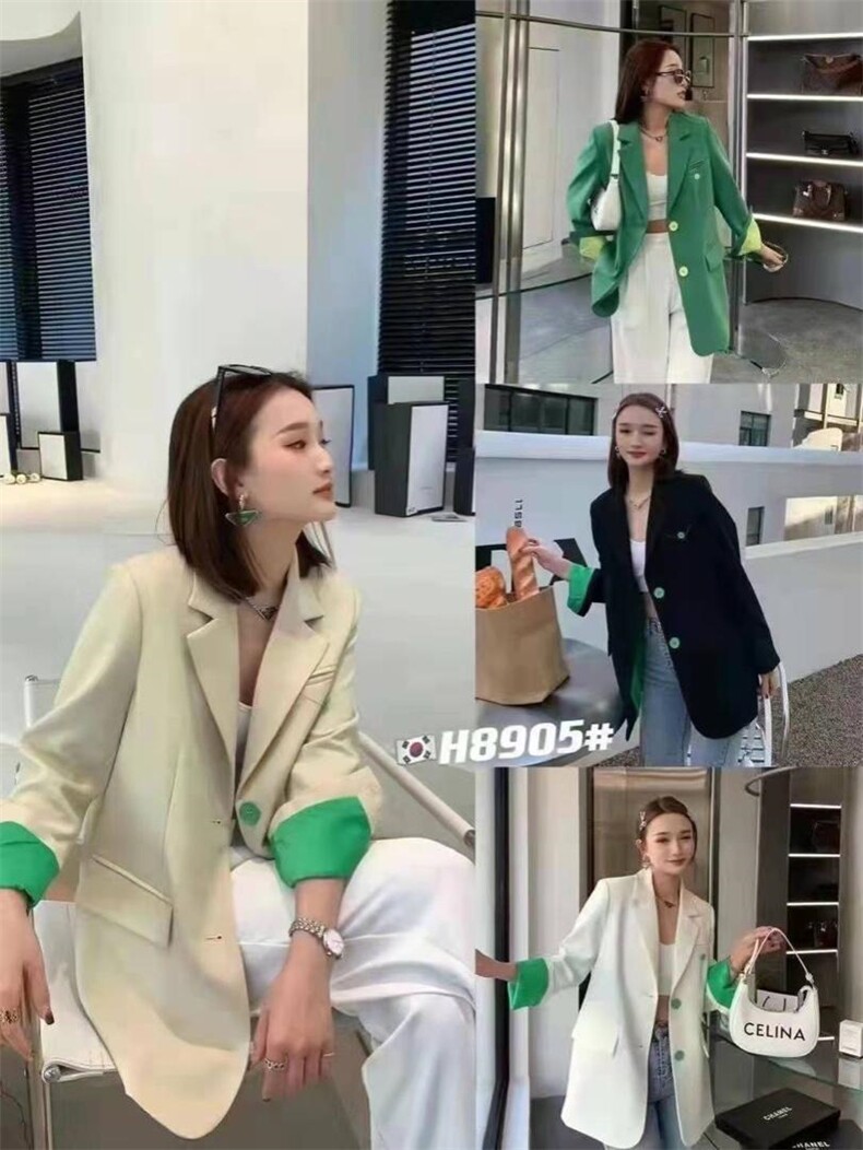 撞色西装4色，女装西装，欧妮卡蒂蔓