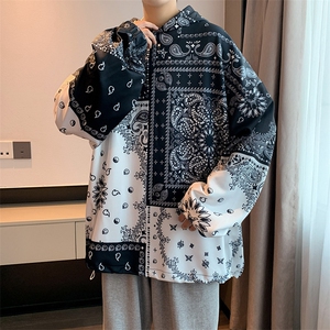 2023秋冬季新款潮牌街头嘻哈腰果花情侣款连帽加绒卫衣 W1544-P32图片