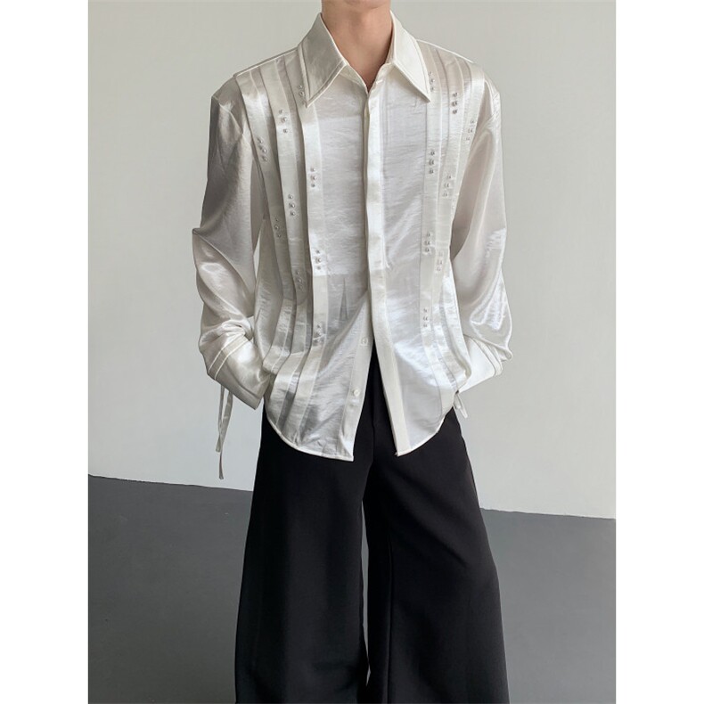 26春夏男士设计感丝滑亮面醋酸珍珠重工衬衫cs228-p108,男装衬衫,电商B288