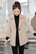 短款双面呢大衣女小个子2025秋新款赫本风七分袖高端驼色羊绒外套，女装双面呢大衣，媚琳依坊