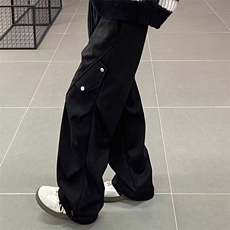 W9591-P48网图现货美式复古工装裤褶皱宽松阔腿直筒裤休闲裤，男装工装外套，星座1608-2