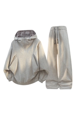 重磅拼接半高领连帽卫衣外套宽松休闲运动套装TZ9056-P105，男装休闲套装，星座210-1