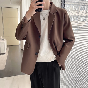 秋季休闲小西服男装外套西服男XF001-P75控128黑色尺码到4XL