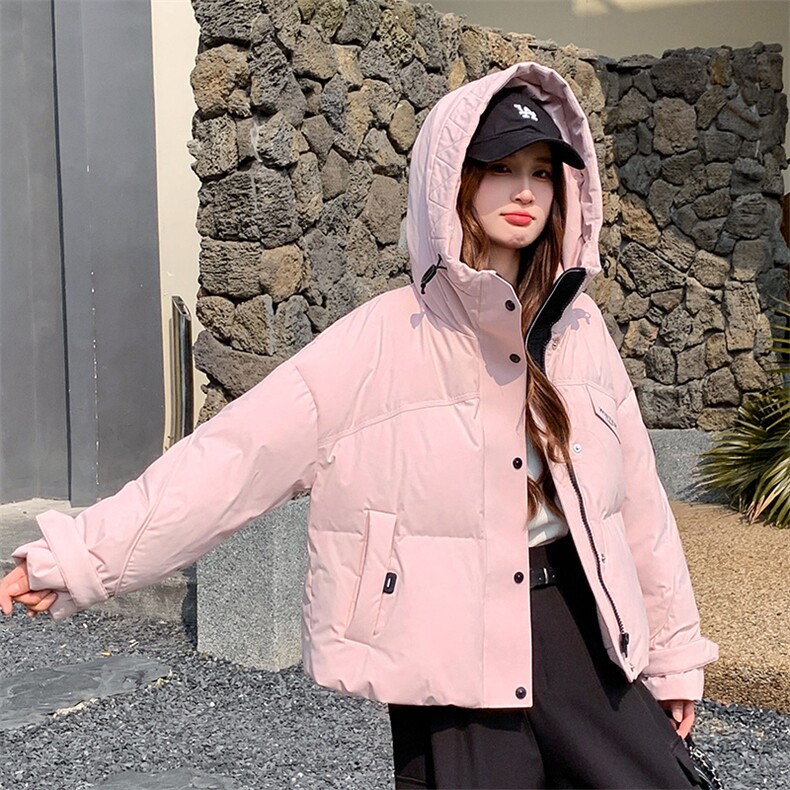 现货2025冬装新款加厚保暖白鸭绒短款连帽羽绒服女,女装羽绒服,苗苗