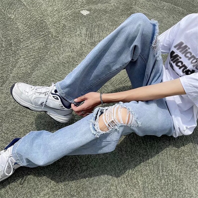 美式复古水洗做旧破洞牛仔裤男ins高街N8815P40,男装牛仔裤,星座1116-2